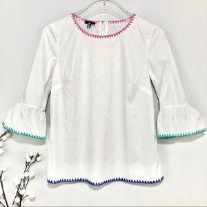 Talbots Embroidered Trim Bell Sleeve Top (size XS)